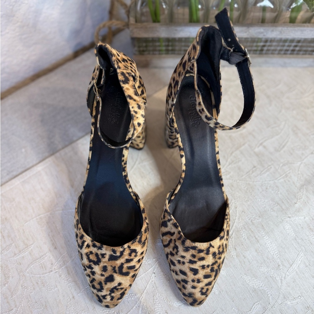 Charlotte Russe leopard print block heels with an ankle strap. Women’s size 10